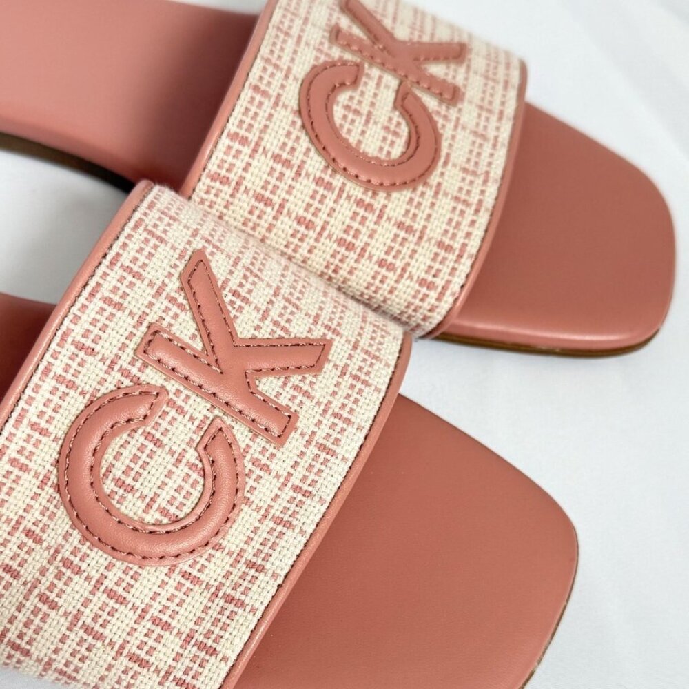 Calvin Klein Yides Light Pink Square Toe Slide Sandals Flat Shoes Women's 10M NW - Picture 7 of 10